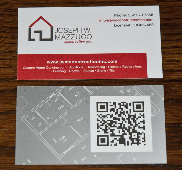 Joseph W Mazzuco Construction Inc Business Cards with QR Tag